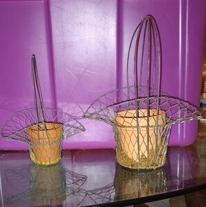Set of small vintage wire plant holders.